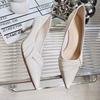 Французский популярный темперамент высокие каблуки женские плиссированные острый носок неглубокий вырез тонкий каблук нежные туфли-лодочки 2025 весна новый