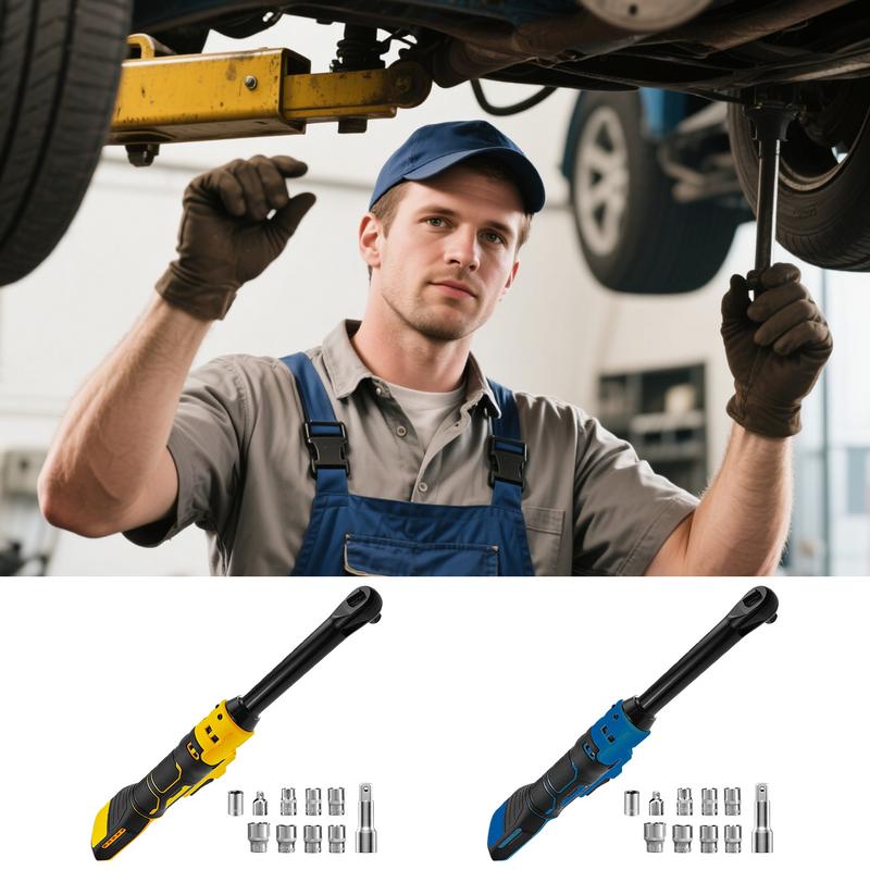 Электрическая трещотка Набор электрической трещотки Встроенный светодиодный свет Удлиненный 6-дюймовый аккумуляторный гайковерт-трещотка с 10 головками Для M akita D ewalt