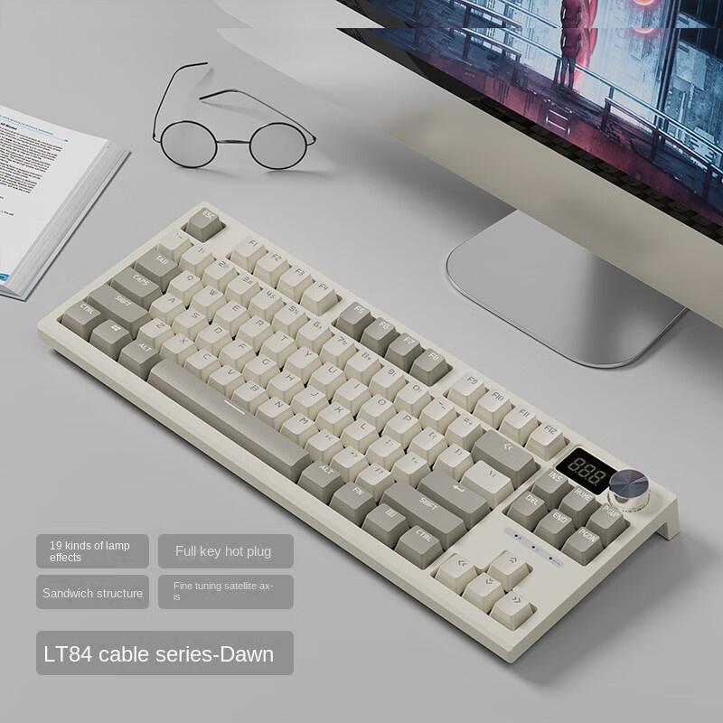 LT84 Oriental White Третий макет экзамена RGB с возможностью горячей замены игровая механическая клавиатура Беспроводная Bluetooth игровая офисная клавиатура