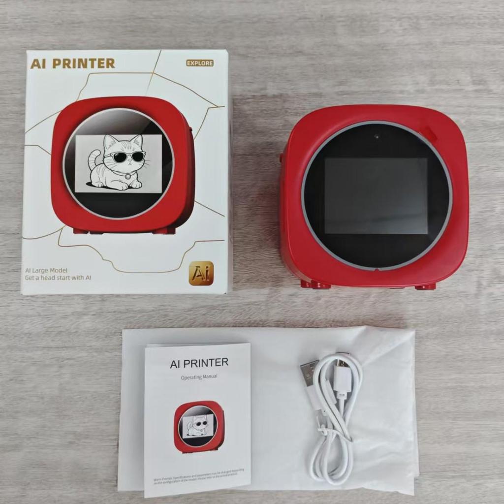 AI-Enhanced Children's Mini Printer with Screen for Voice Dialogue and Photo Stickers