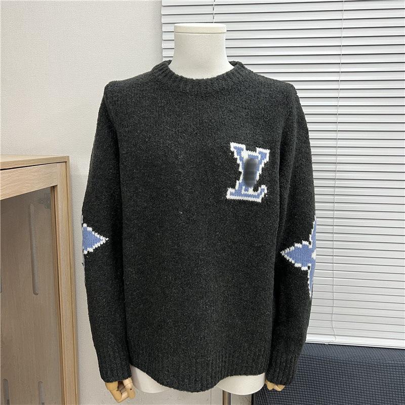 Men's and Women's Long-Sleeve Knitted Sweater with Donkey Family and Four-Leaf Clover Jacquard Design