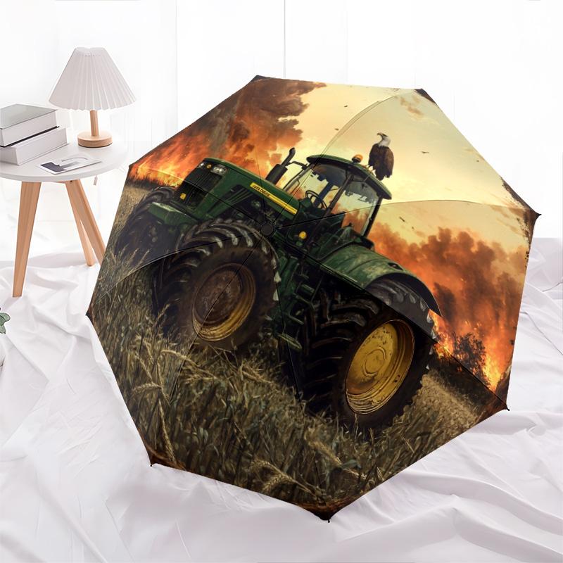 Зонт-автомат с рисунком «Строительная техника», портативный и складной дизайн, 8 спиц, рождественский или праздничный подарок.