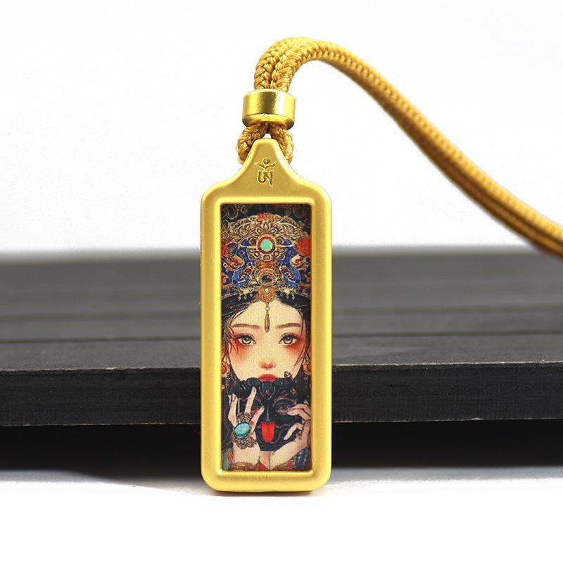 Sacred Tara Thangka Necklace Gold Plated for Spiritual Growth and Protection