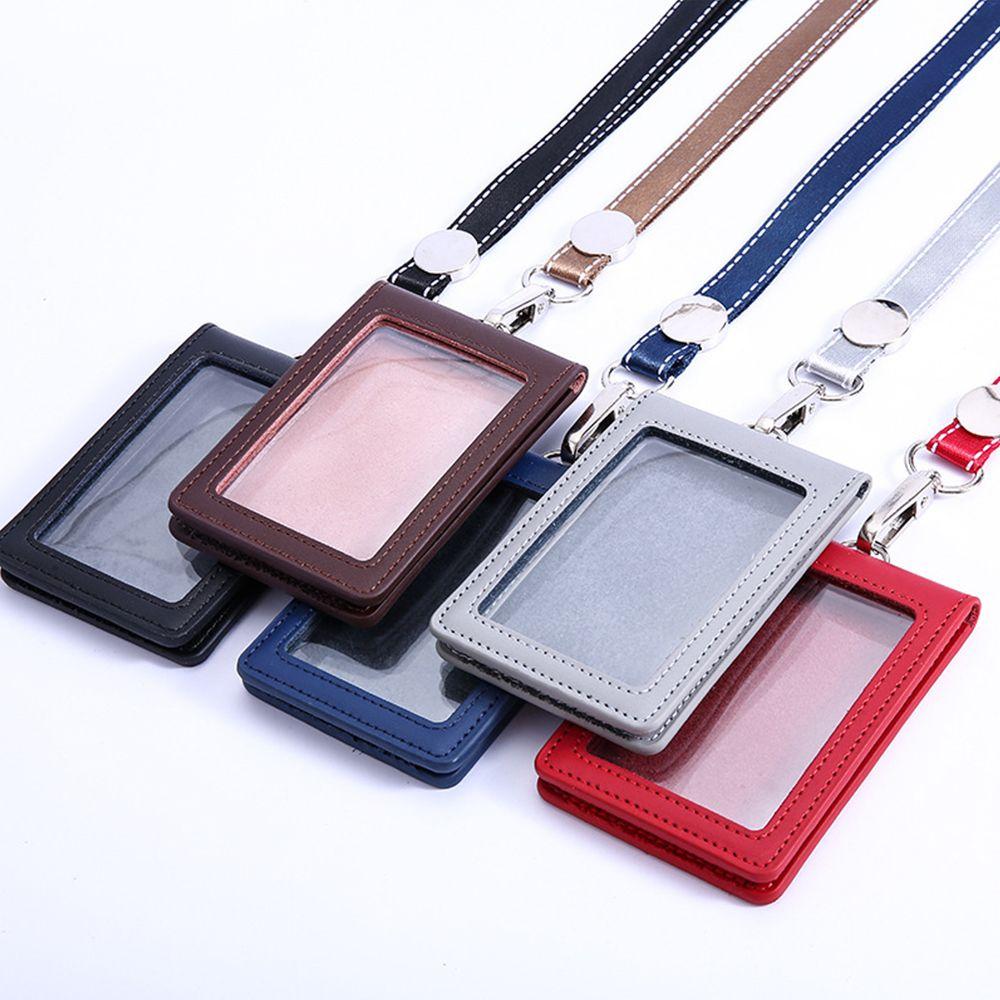 Кожаные двойные катушки для карт, зажим для ремня, держатель для бейджа, шнурок для удостоверения личности, зажим для брелока с именем