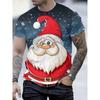 Santa Claus Pattern 3D Digital Print Men's Casual and Fashionable Round Neck Short Sleeved T-shirt