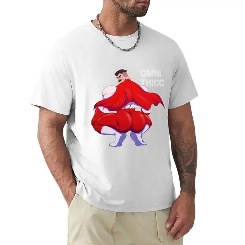 Черная футболка Мужская одежда Thicc Omniman футболка Blank T Shirts Anime Clothing Простые хлопковые летние повседневные футболки с коротким рукавом и круглым вырезом