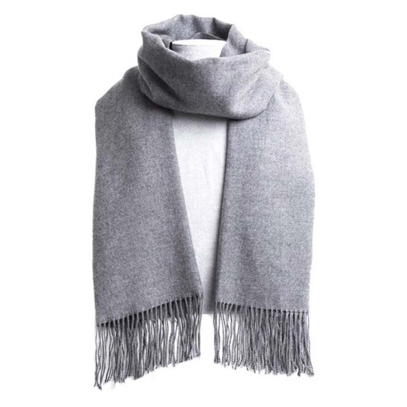 Classic Scarves Men Soft Knitted Striped Scarf Long Tassel Neck Warmer Man's Winter Scarf New Solid Color Fashion Male Scarves