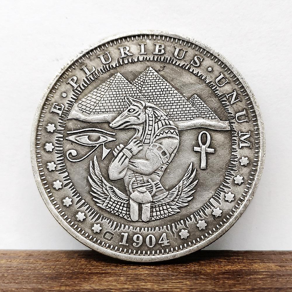 Анубис, Гор, блуждающие монеты, голова собаки, голова орла, человеческое тело, старинный серебряный доллар, монеты