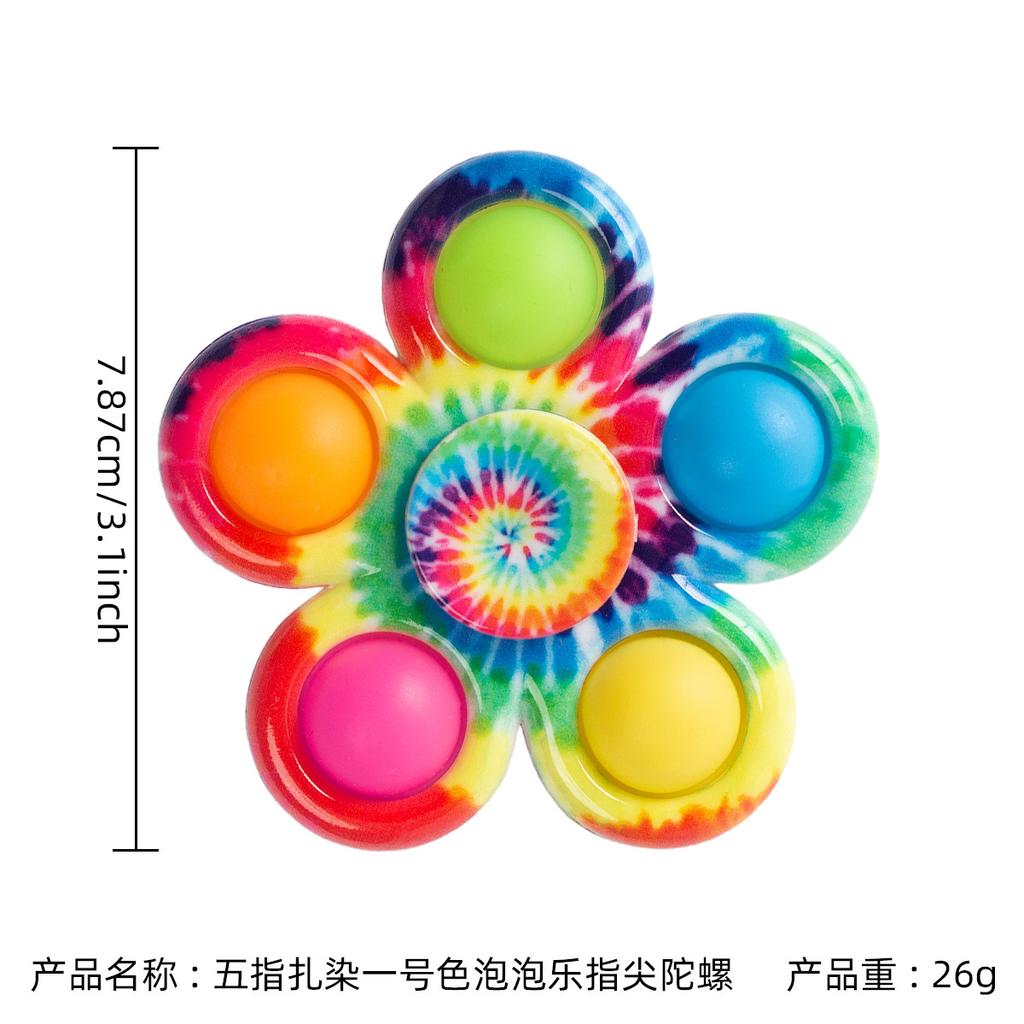 Tie Dye Simple Fidget Spinner Pop Finger Toys Push Bubble Hand Spinner for ADHD Anxiety Stress Relief Sensory Gifts for Kids