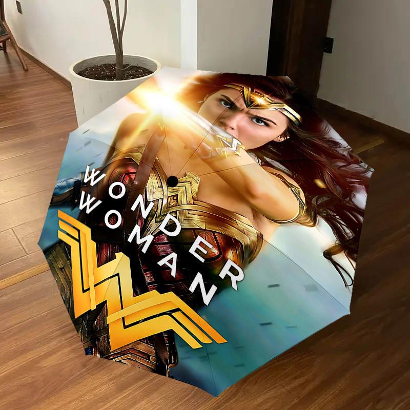 1pc Wonder Woman Automatic Open/Close Umbrella Compact Folding Umbrella with 8-Rib Shaft lightweight esign, for Women/Men1202A