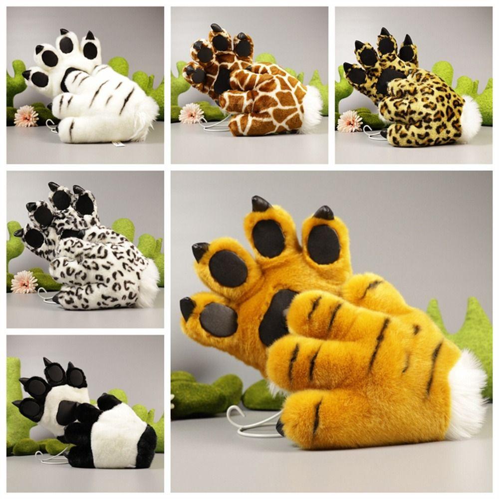 Stuffed Animal Tiger Claw Gloves Leopard Giraffe Animal Paw Gloves   Children Gifts
