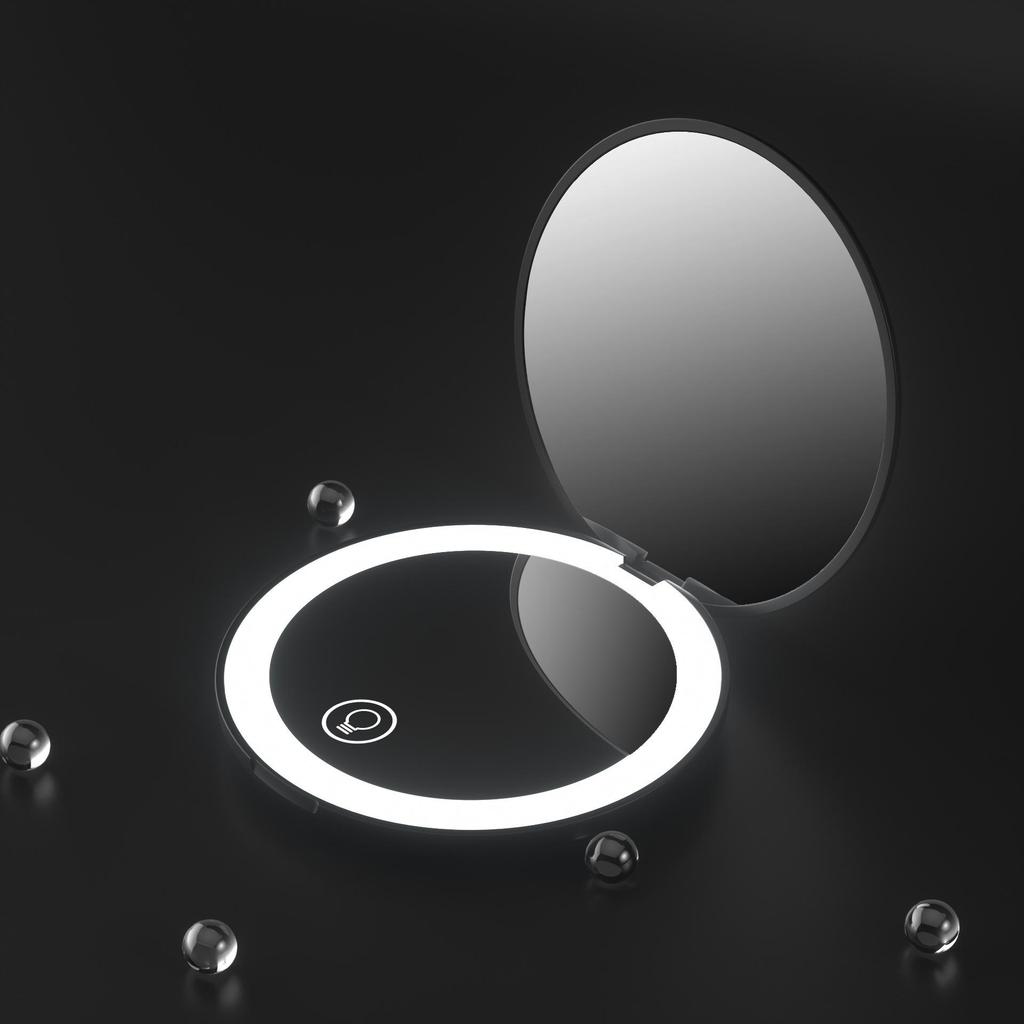 Portable Rechargeable LED Makeup Mirror with Stepless Dimming, Double-Sided Folding Design, Ideal for Travel