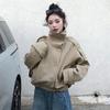 Женский укороченный тренч с поясом, воротником-стойкой, двубортный, с карманами, длинным рукавом, осенняя верхняя одежда для commutes