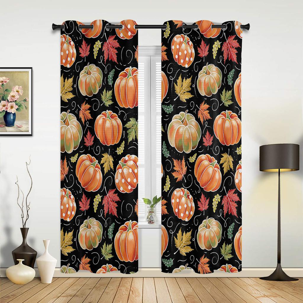 Осенние акварельные шторы с тыквой для спальни, гостиной, оконные шторы, жалюзи, кухня, домашний декор, шторы