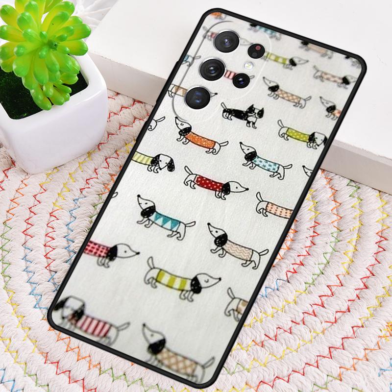 Cartoon Dachshund Sausage Dog Phone Case for Samsung Galaxy note 10 pro S26 Ultra S23 S24 FE S25 S21 S22 PLUS shockproof Cove