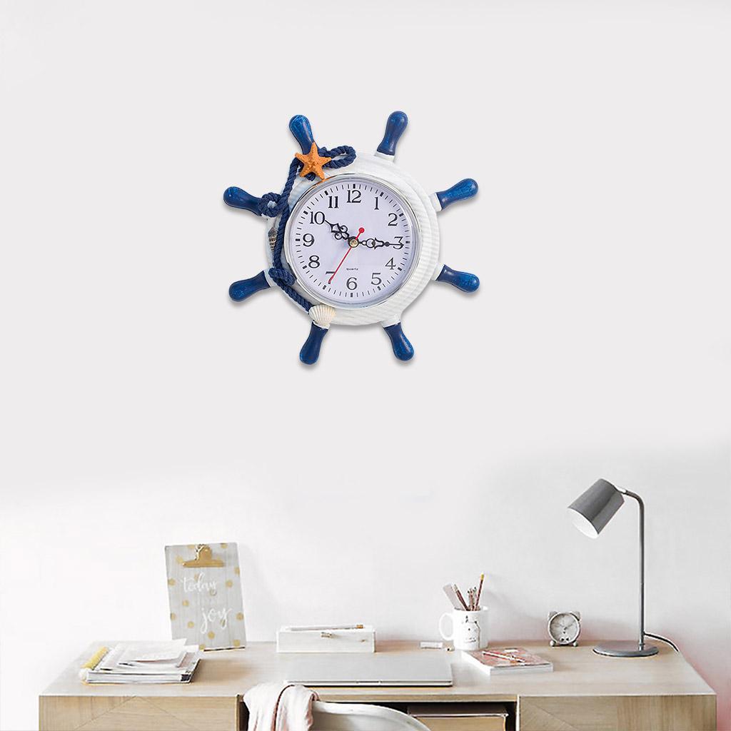 Деревянные настенные часы в средиземноморском стиле, ретро руль, колесо корабля, круглые подвесные часы, домашний домашний морской декор