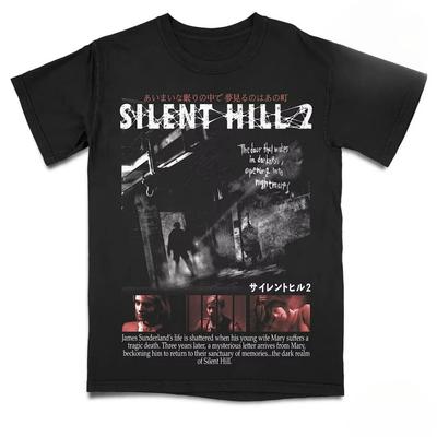 2026 Смешная S-Silent Hill 2 Видеоигра Черная Ретро Игровая Футболка Мужская Женская Праздничная Повседневная Футболка с Короткой Рукавой Свободная Футболка
