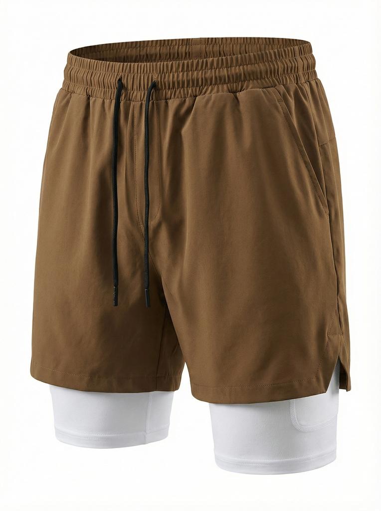 Men S Double Layer Casual Sports Beach Shorts