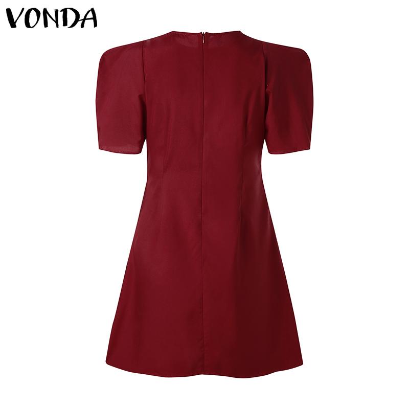 VONDA Женские летние платья-трапеции с круглым вырезом и коротким рукавом