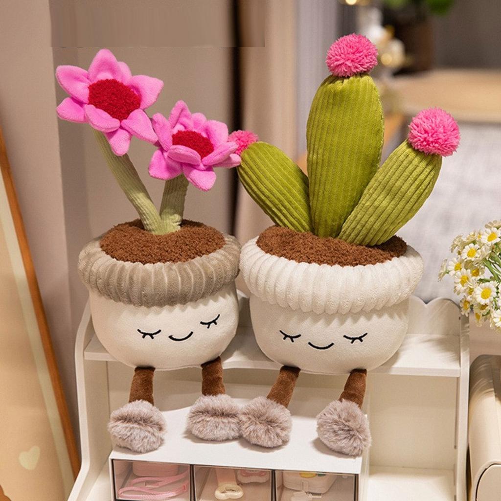 Cute Cartoon Potted Plant Ornament Plush Toy Doll Desktop Decoration Flower Doll Girl Gift,Cute Ornament,Children, Couple Doll Gifts,1pc