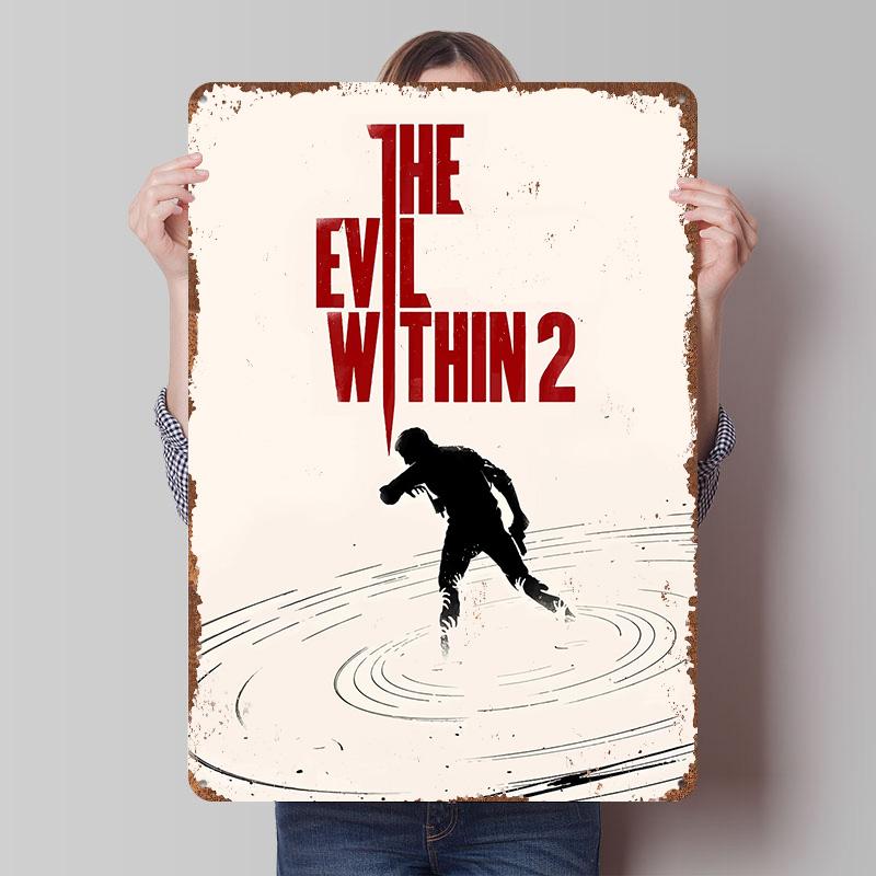 The Evil Within 2 Игровой жестяной плакат Настенное искусство на заказ Винтажные ретро металлические знаки для декора спальни комнаты ванной
