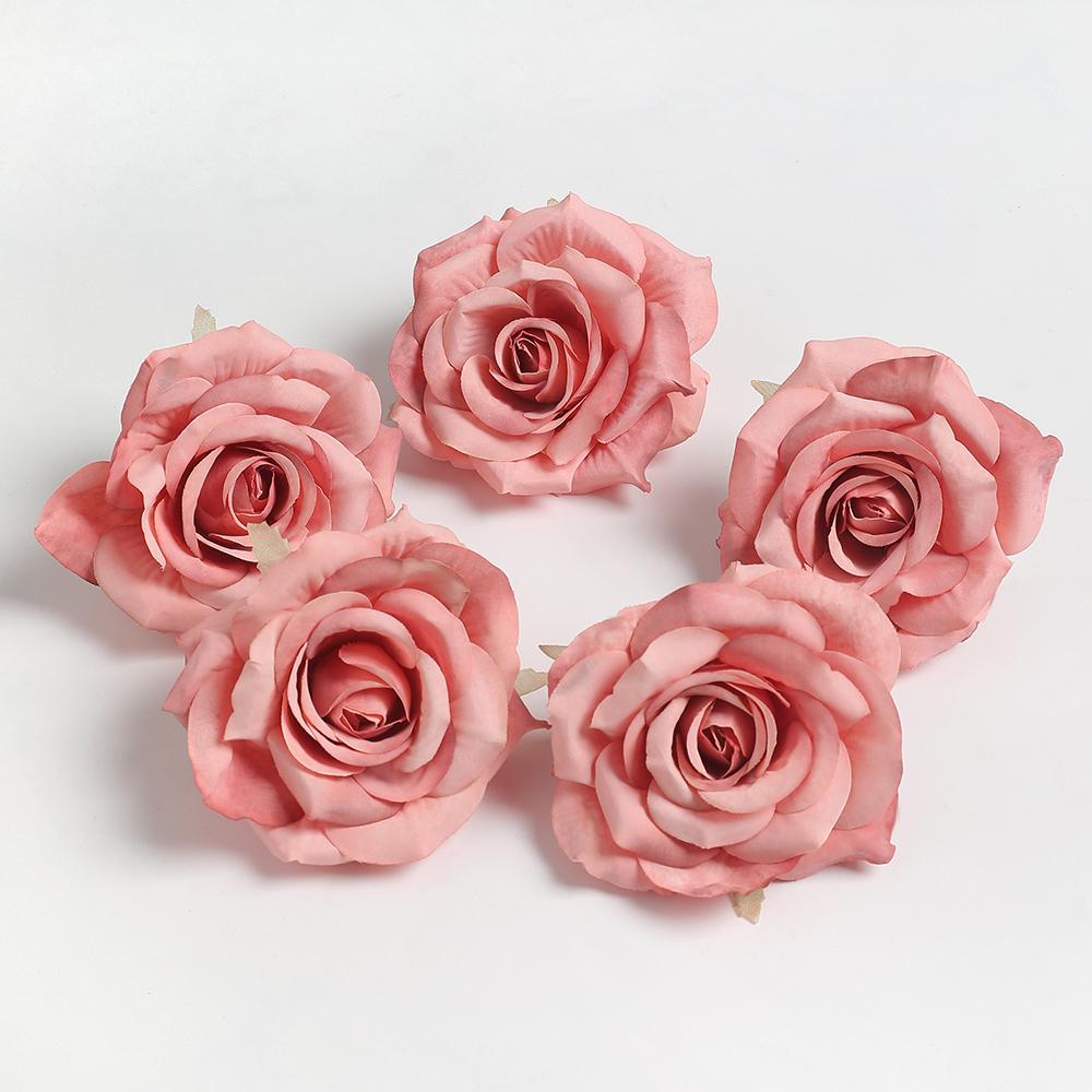 3/5/10Pcs Rose Artificial Silk Fake Flowers for Home Room Decoration DIY Accessories 8cm Fake Flowers Wedding Brides Party Decor