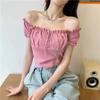 Y2k Women Elegant Puffl Sleeve Crop Top Slim Summer Chic Drawstring Sexy Backless Tops