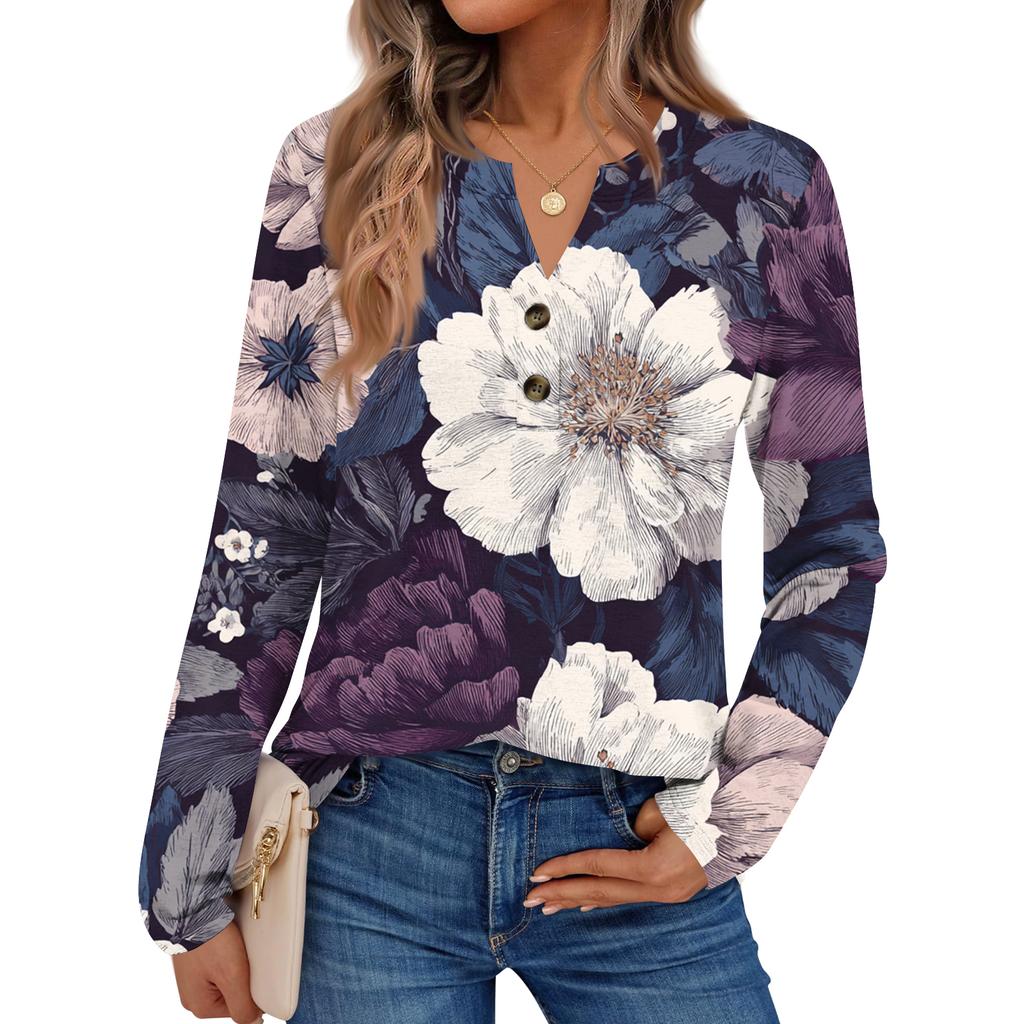 Женская рубашка с цветочным принтом, с длинным рукавом, элегантные повседневные топы, модная рубашка
