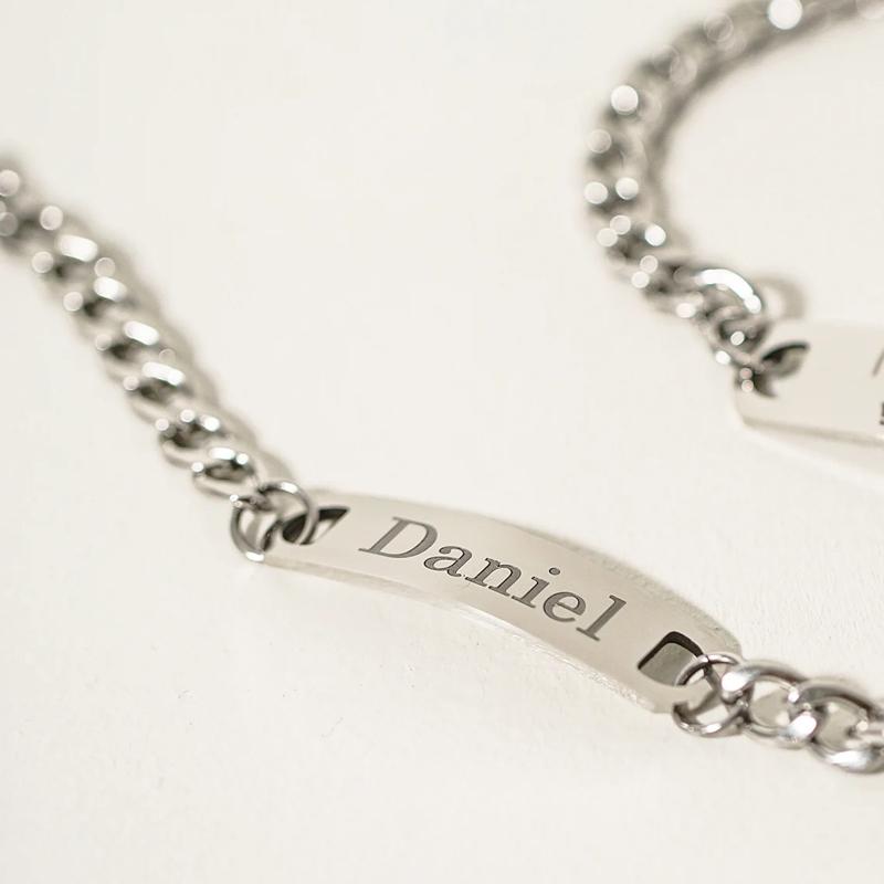 Бесплатная коробка мужской размер длинный браслет с именем персонализированные ювелирные изделия из нержавеющей стали индивидуальный браслет с гравировкой на табличке с именем