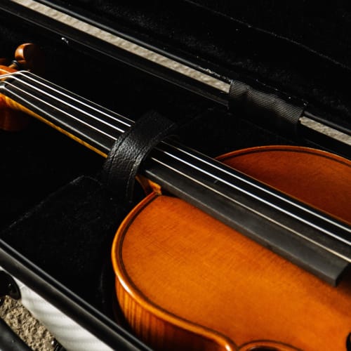 Кристиана кейс для скрипки из углеволокна, длинный треугольный, с гигрометром и кодовым замком (белый узор)