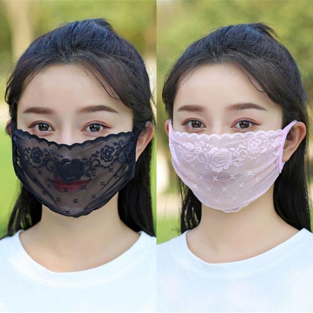 Protection Outdoor Hanging Ear Hiking Solid Color Face Cover Face Shield Lace Mask Sunscreen Mask
