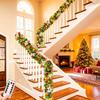 9 FT Christmas Garland with Lights 50 LED Lights 8 Modes Lighted Artificial Pine Garland with Pine Cones Red Berries for Mantel Fireplace Indoor