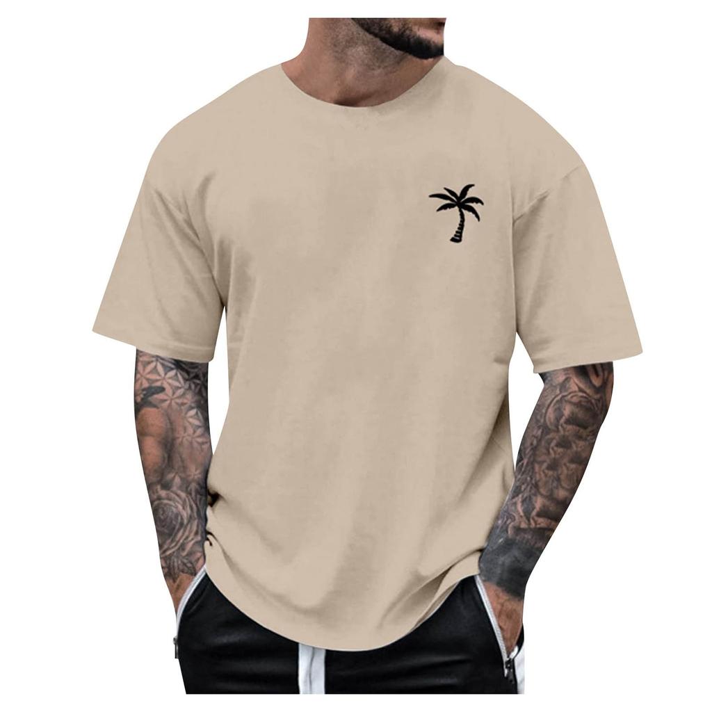 Men's Round Neck Short Sleeve Loose Summer Tops Fashion T-Shirt With Graphic Creative Letters Retro Print Street Sports Casual Tops