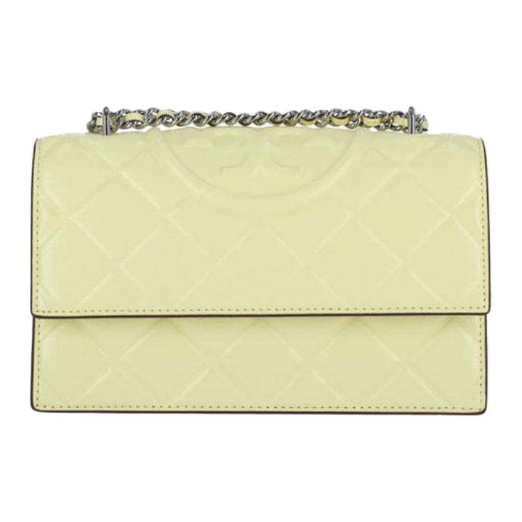 Tory Burch Fleming Classic Embossed Goat Leather Shoulder Bag Women Shoulder Bag Yellow 164800-700