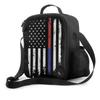 Thin Blue Line American Flag Lunch Bag with Adjustable Shoulder Strap Outdoor Insulated Lunch Box Cooler Thermal Lunch Tote Bag