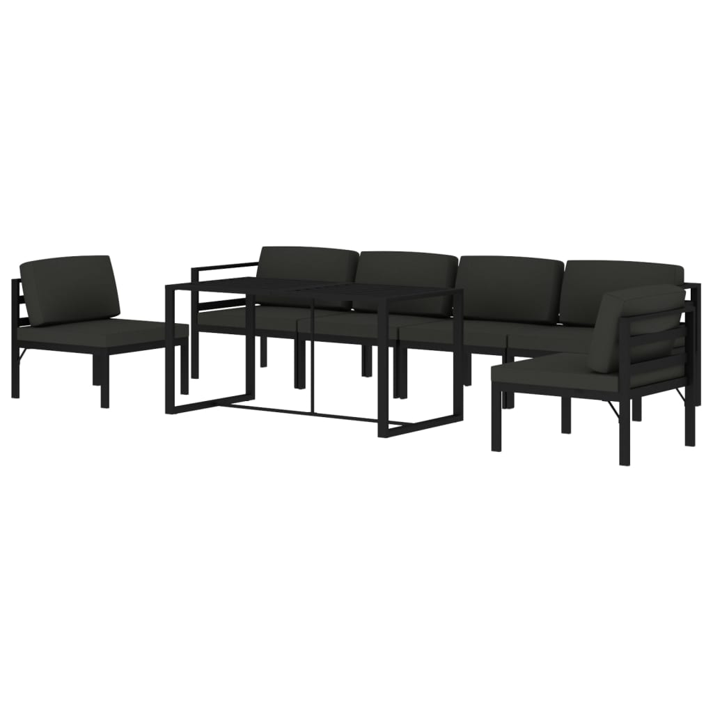 7 Piece Garden Lounge Set with Cushions Aluminum Anthracite