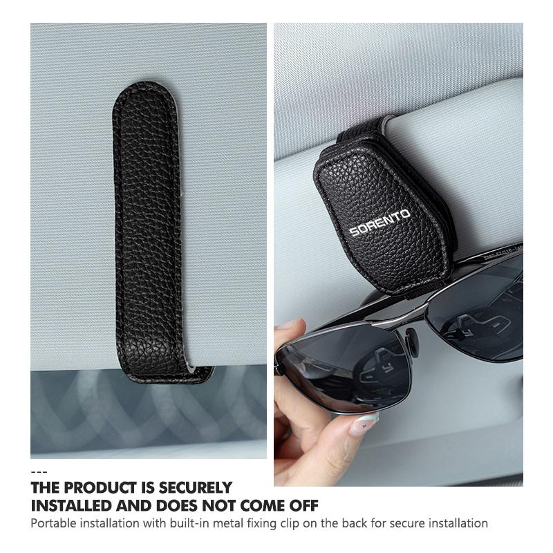For KIA Magnetic Leather Car Sunglasses Clip Ticket Clip Auto Accessories Sorento R 2011 2013 2014 2016 2017 2018 Stinger BO2