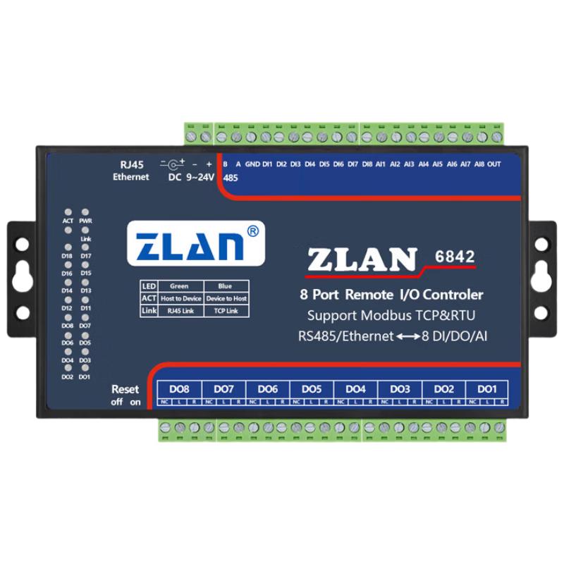 ZLAN 8-Channel Remote IO Controller with Multi-interface