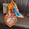 New Peony Scarf for Women  Fashionable  Versatile and High-end Square Scarf Korean Style Neck Scarf Temperament Printed Scarf Tying Bag