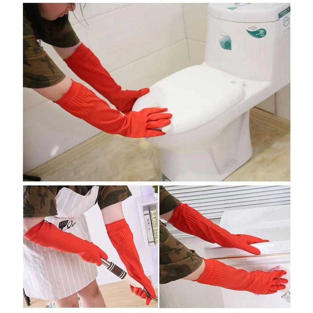 Waterproof Washing Dishes Gloves Red Gauntlet Durable Cleaning Gloves for Cleaning Work