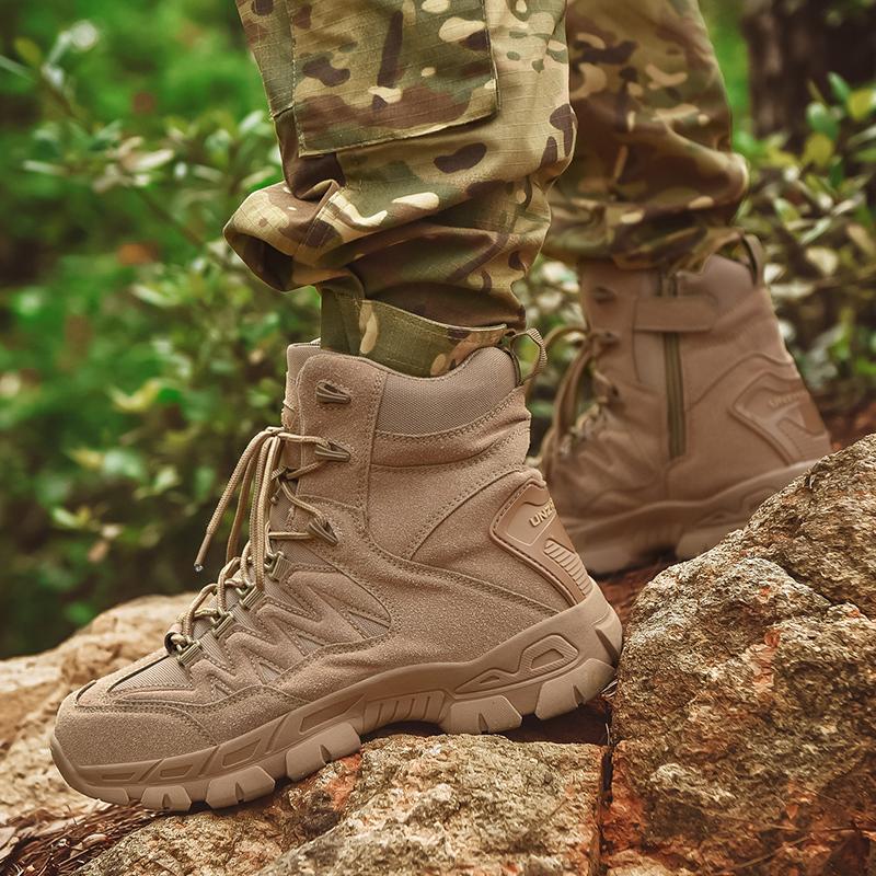 Men Adventure Outdoor Khaki Combat Boots Plus Size Jungle Cross-country Hiking Shoes Green Desert Boots