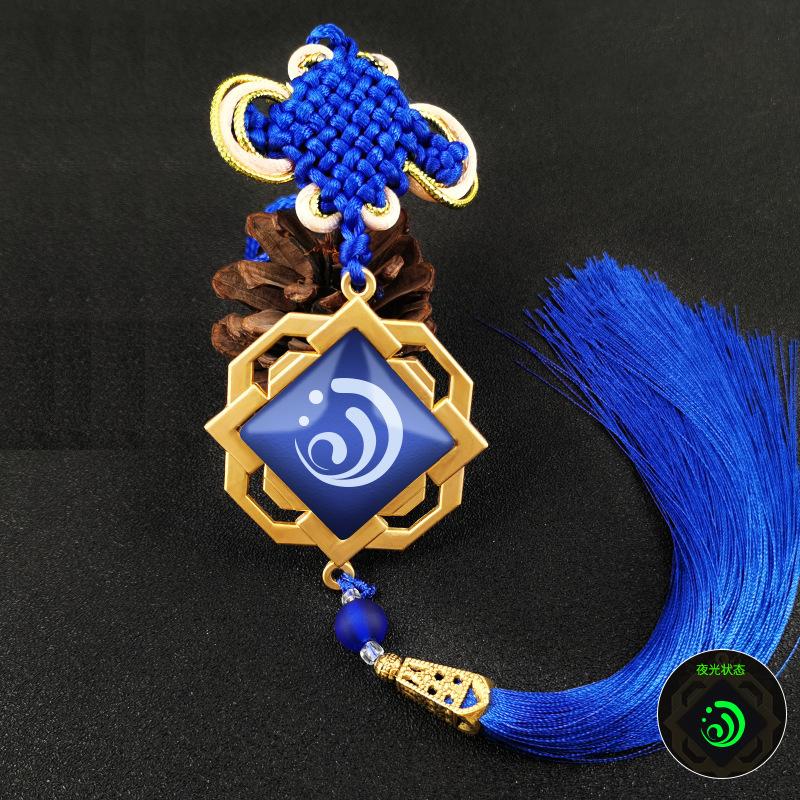 Genshin Impact брелки с кисточками, ювелирные изделия, брелок для косплея, 7 элементов, оружие, светящийся глаз Бога, брелок для ключей, подарок