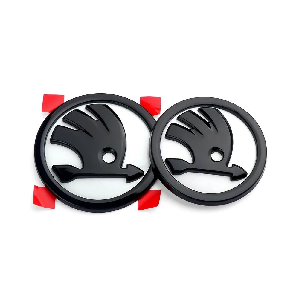 Car Sticker Skoda 2025 Hot 2pcs 80/90/100mm Car Front Hood Badge Rear Trunk Emblem Sticker for Skoda Rapid Fabia Octavia 2 A7 Ye