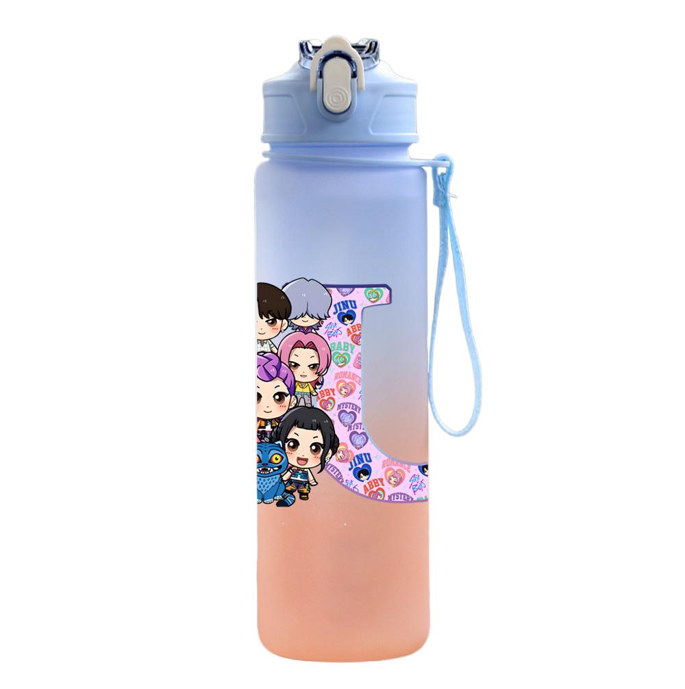 750Ml Water Bottle Anime 26 English Letter K-Pop Demon Hunters Printed Large Capacity Drinking Cup Portable Outdoor Sports Water Cup Children Kid Gift