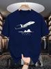 Unisex Crew Neck Tee Luxury Jet Mountain Silhouette Graphic Print Soft Cotton Loose Short Sleeve Summer Casual Male Streetwear Tops
