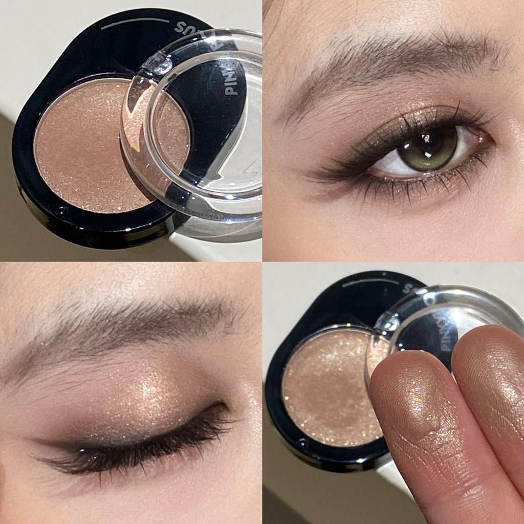 PINKYFOCUS Neon Orange Fine Shimmer Eyeshadow - Single Pan, Brightening Pearl Finish, Non-Flaking.