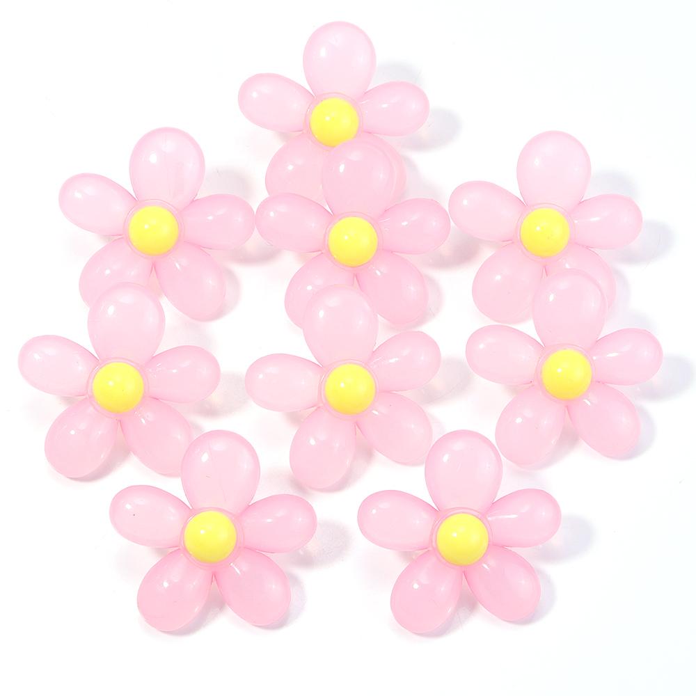 10pcs/lot Acrylic Flower Beads Jelly Color Sunflower Beads Loose Spacer Beads For Jewelry Making DIY Necklace Hair Accessories