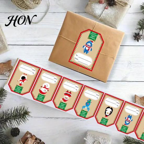 Gift Box Decoration Accessories 250PCS/Roll Christmas Tags, Self Adhesive Labels with Writing Surface, Writable Seasonal Packaging Stickers