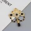Stylish Bohemian Crown Brooch Ladies Gold Color Crystal Bridal Wedding Jewelry Brooch