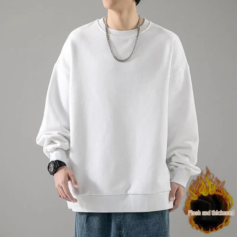 Унисекс толстовка из флиса 450 г, оверсайз, с длинным рукавом, круглым вырезом, идеально подходит для осени и зимы